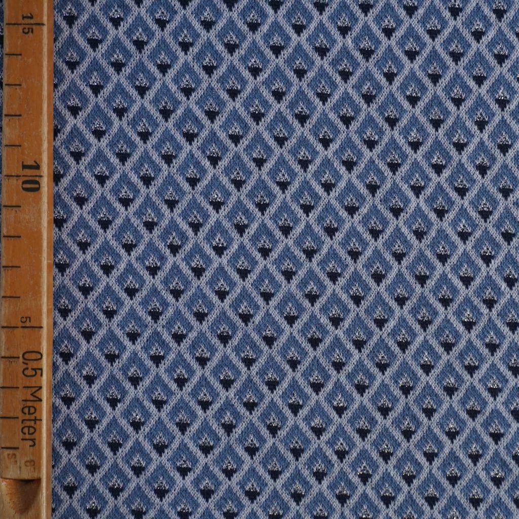 Jacquard-Strick Rauten blau silber